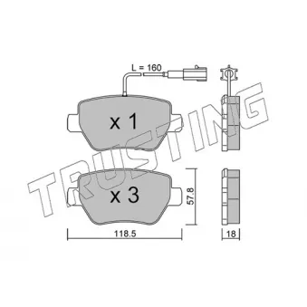 TRUSTING 1204.0 - Jeu de 4 plaquettes de frein arrière