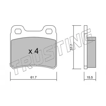 Jeu de 4 plaquettes de frein arrière TRUSTING [143.0]