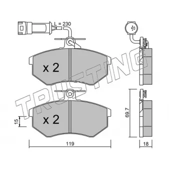 Jeu de 4 plaquettes de frein avant TRUSTING OEM T113501080