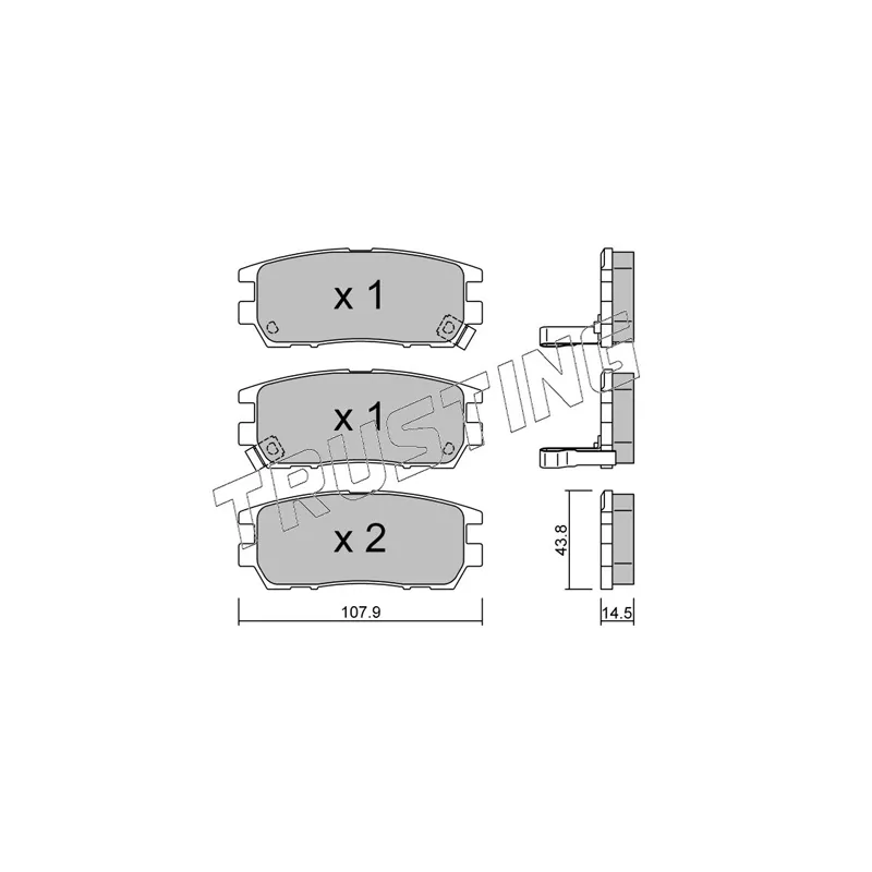 Jeu de 4 plaquettes de frein arrière TRUSTING 154.0 - Visuel 1