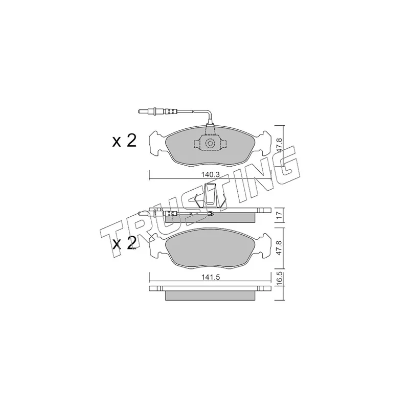 Jeu de 4 plaquettes de frein avant TRUSTING 159.0 - Visuel 1