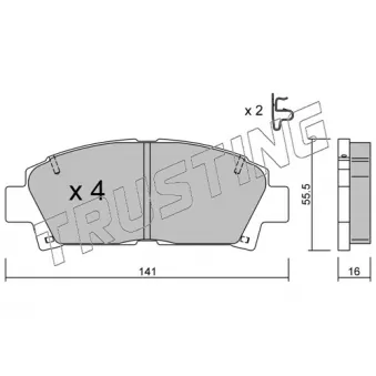 Jeu de 4 plaquettes de frein avant TRUSTING OEM 0446517120