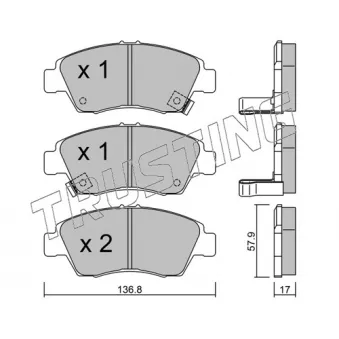 Jeu de 4 plaquettes de frein avant TRUSTING OEM 45022SR3V11