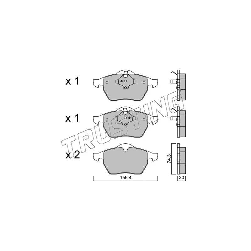 Jeu de 4 plaquettes de frein avant TRUSTING 188.1 - Visuel 1