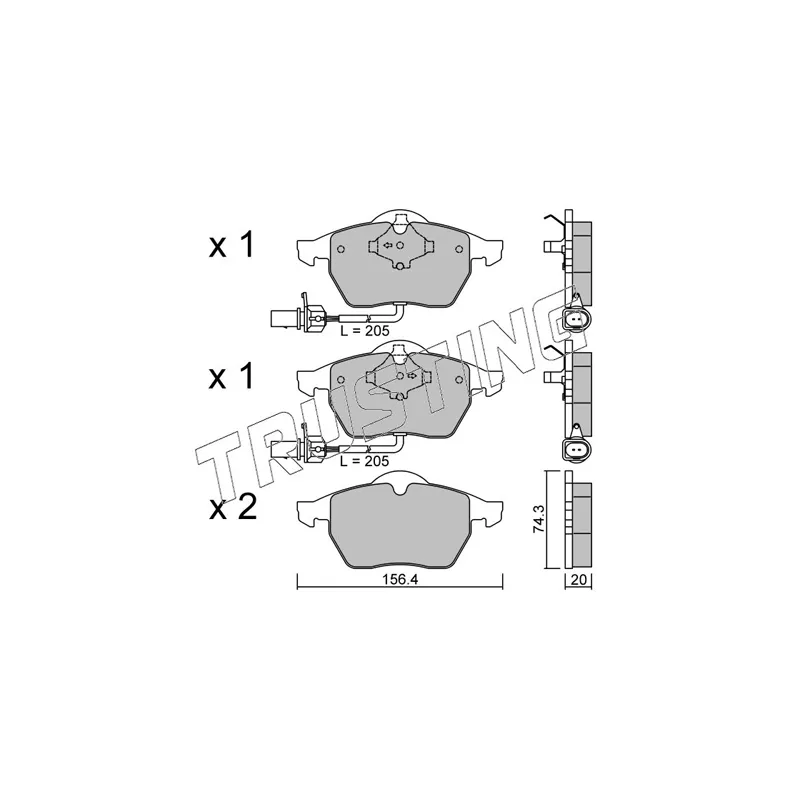 Jeu de 4 plaquettes de frein avant TRUSTING 188.3 - Visuel 1