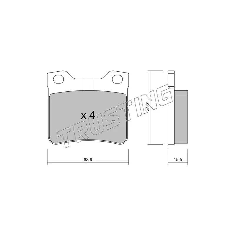 Jeu de 4 plaquettes de frein arrière TRUSTING 199.1 - Visuel 1
