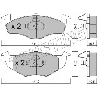 Jeu de 4 plaquettes de frein avant TRUSTING OEM 1H0698151A