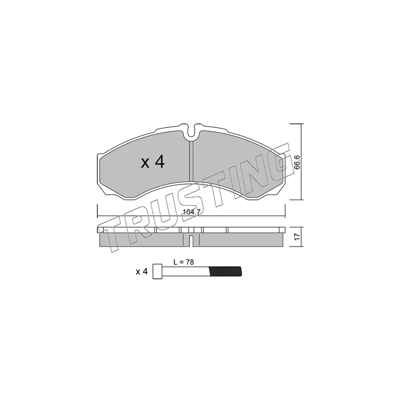 Jeu de 4 plaquettes de frein avant TRUSTING 221.3 - Visuel 1