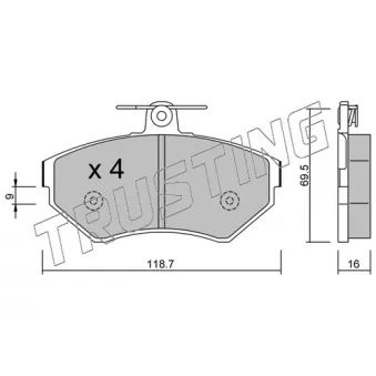 Jeu de 4 plaquettes de frein avant TRUSTING OEM 1HM698151A