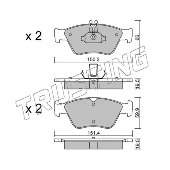 Jeu de 4 plaquettes de frein avant TRUSTING OEM 0024209620