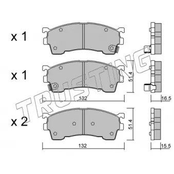 Jeu de 4 plaquettes de frein avant TRUSTING OEM CBY13323ZC