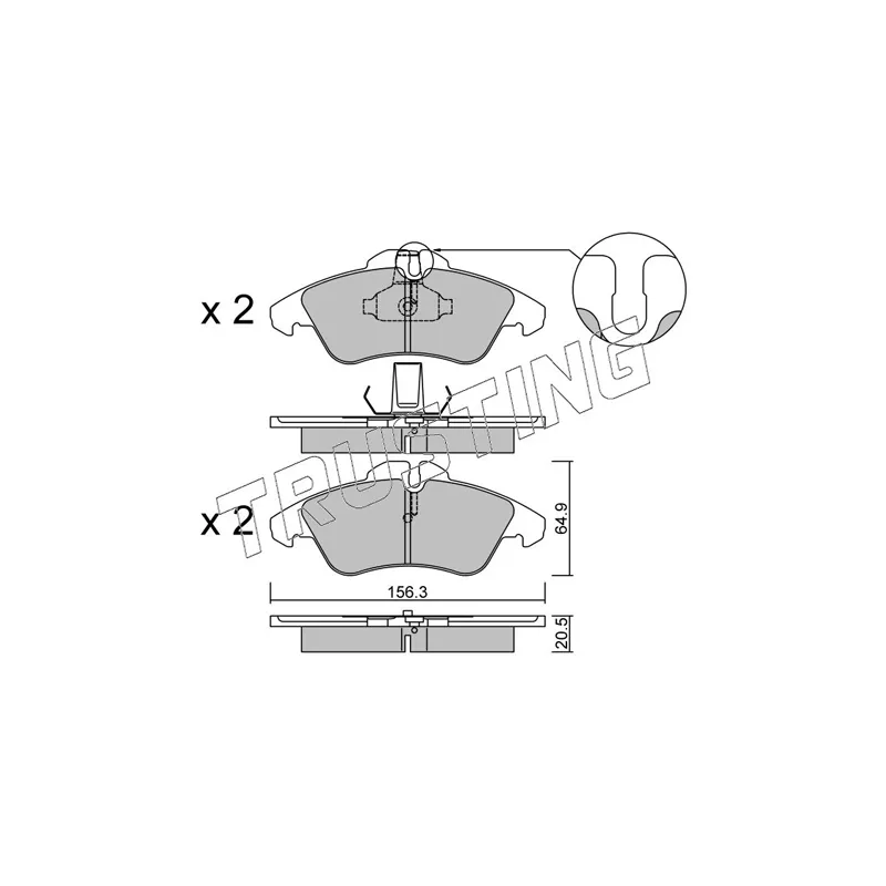 Jeu de 4 plaquettes de frein avant TRUSTING 265.0 - Visuel 1