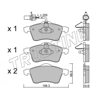 Jeu de 4 plaquettes de frein avant TRUSTING OEM 7D0698151F