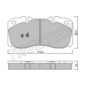 Jeu de 4 plaquettes de frein TRUSTING OEM 1906416