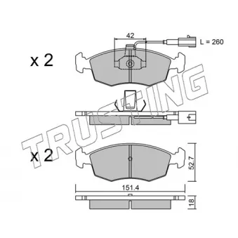 Jeu de 4 plaquettes de frein avant TRUSTING OEM 9946788