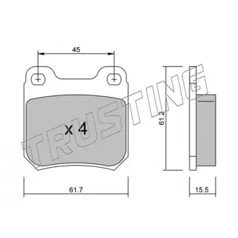Jeu de 4 plaquettes de frein arrière TRUSTING OEM 1605618