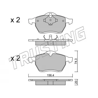Jeu de 4 plaquettes de frein avant TRUSTING OEM 95VWX2K021AA