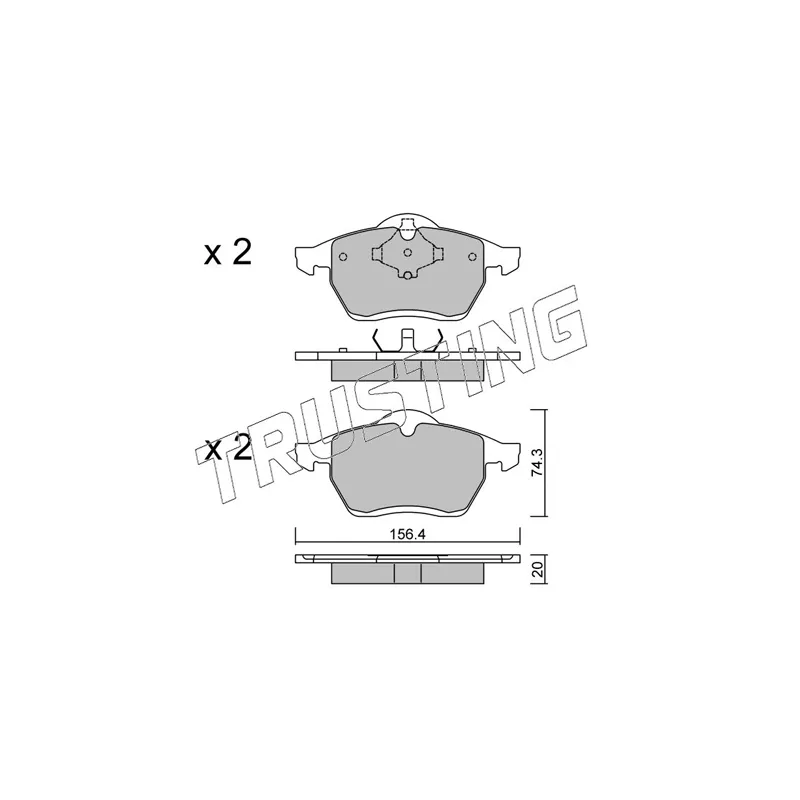Jeu de 4 plaquettes de frein avant TRUSTING 288.0 - Visuel 1
