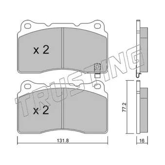 Jeu de 4 plaquettes de frein avant TRUSTING OEM 26296FE042