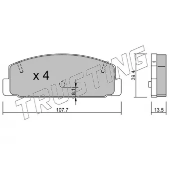 Jeu de 4 plaquettes de frein arrière TRUSTING OEM GGYM2648Z9C
