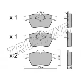 Jeu de 4 plaquettes de frein avant TRUSTING OEM 272370