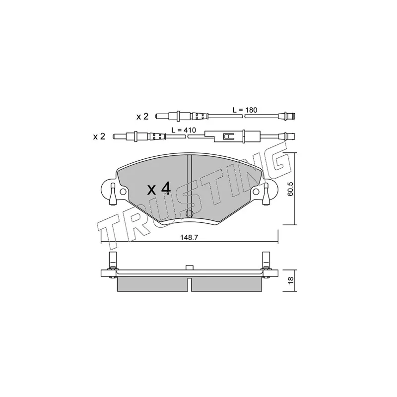 Jeu de 4 plaquettes de frein avant TRUSTING 340.0 - Visuel 1