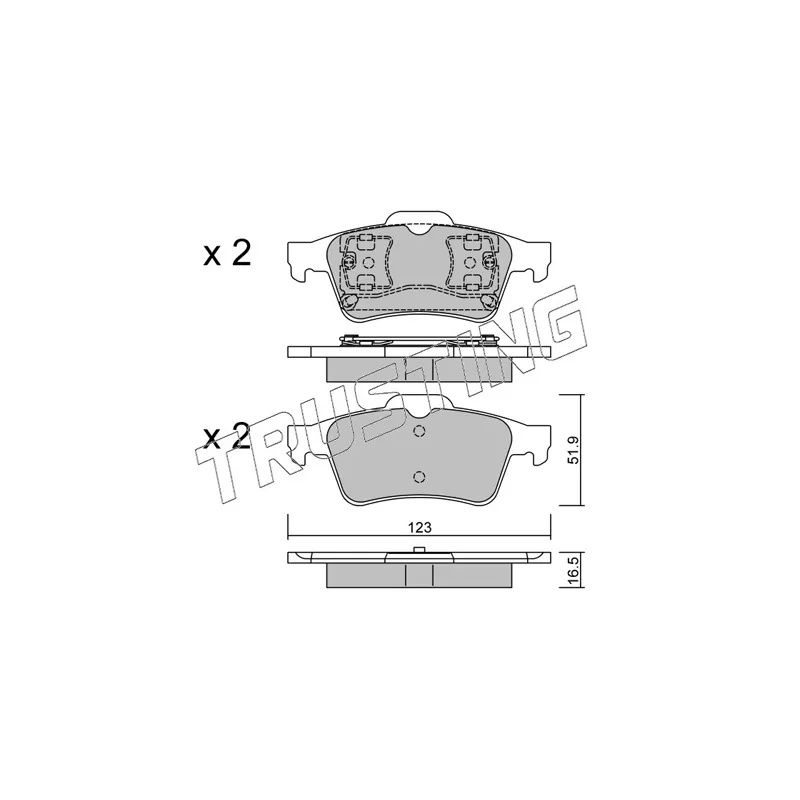 Jeu de 4 plaquettes de frein arrière TRUSTING 346.0 - Visuel 1