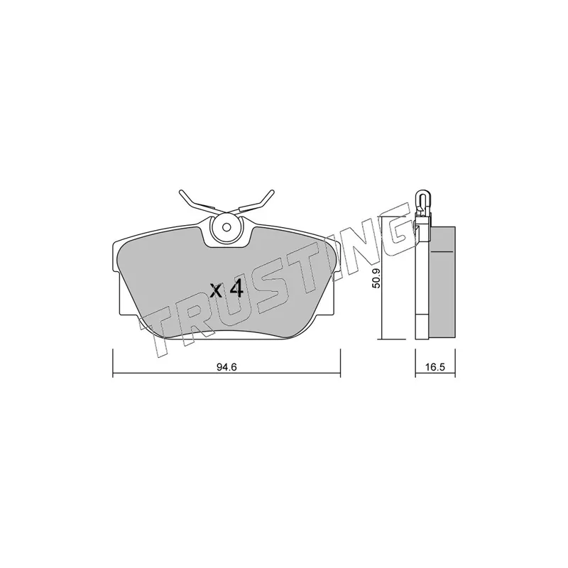 Jeu de 4 plaquettes de frein arrière TRUSTING 355.0 - Visuel 1