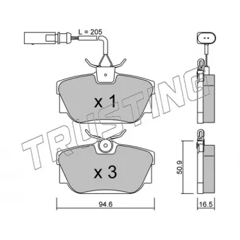 Jeu de 4 plaquettes de frein arrière TRUSTING OEM 701698451C