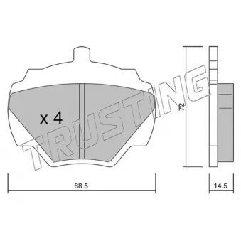 Jeu de 4 plaquettes de frein arrière TRUSTING OEM STC1276