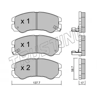 Jeu de 4 plaquettes de frein avant TRUSTING OEM 97180525