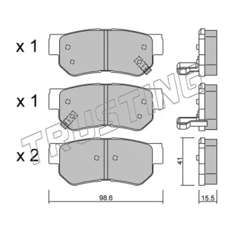 Jeu de 4 plaquettes de frein arrière TRUSTING OEM 583023KA51