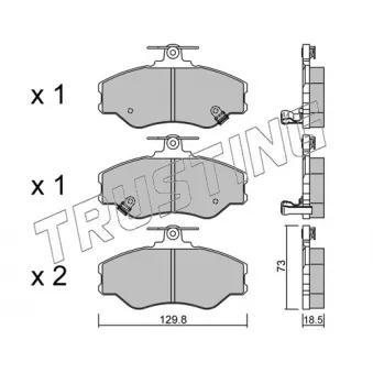 Jeu de 4 plaquettes de frein avant TRUSTING 375.0 pour SUBARU LEGACY 2.5 D - 78cv