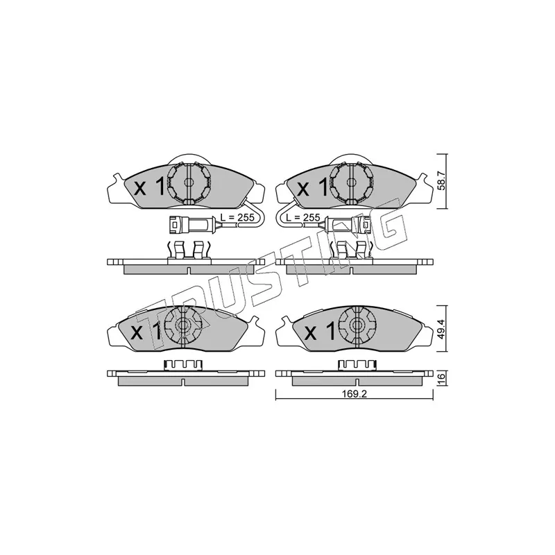 Jeu de 4 plaquettes de frein avant TRUSTING 377.0 - Visuel 1