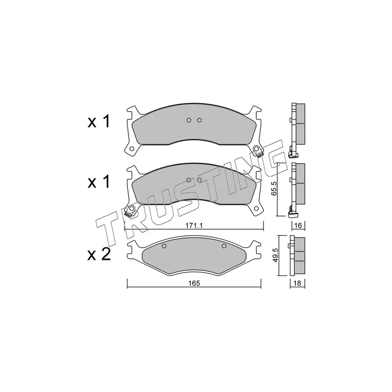 Jeu de 4 plaquettes de frein avant TRUSTING 384.0 - Visuel 1