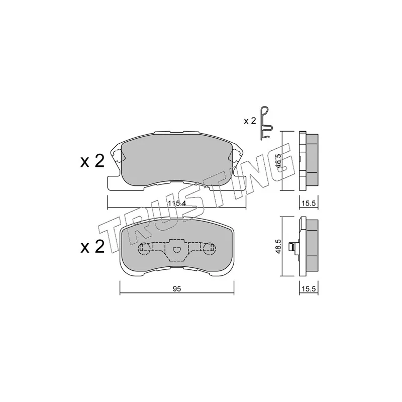 Jeu de 4 plaquettes de frein avant TRUSTING 390.0 - Visuel 1