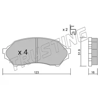 Jeu de 4 plaquettes de frein avant TRUSTING OEM BJYM3323Z