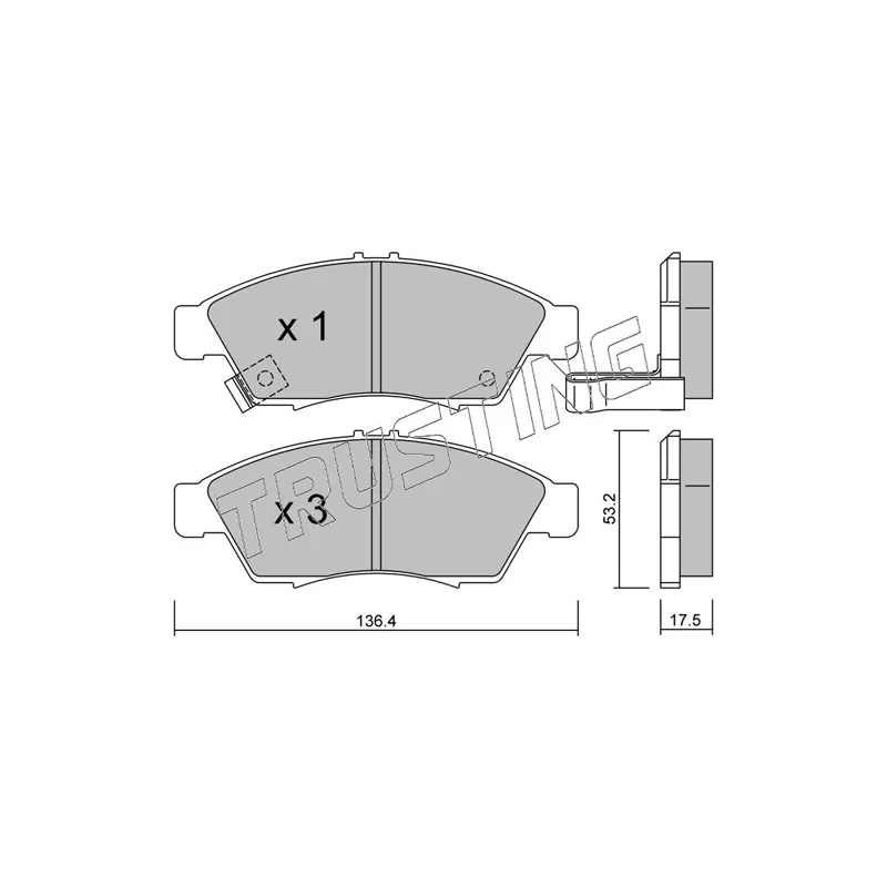 Jeu de 4 plaquettes de frein avant TRUSTING 453.0 - Visuel 1