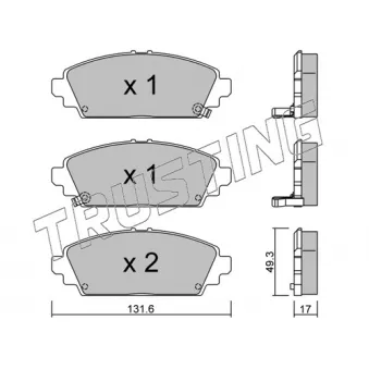 Jeu de 4 plaquettes de frein avant TRUSTING OEM 45022S1AE80