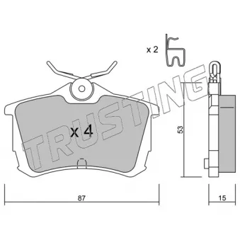 Jeu de 4 plaquettes de frein arrière TRUSTING OEM 43022S1AE04