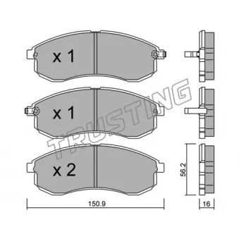 Jeu de 4 plaquettes de frein avant TRUSTING OEM MN105622