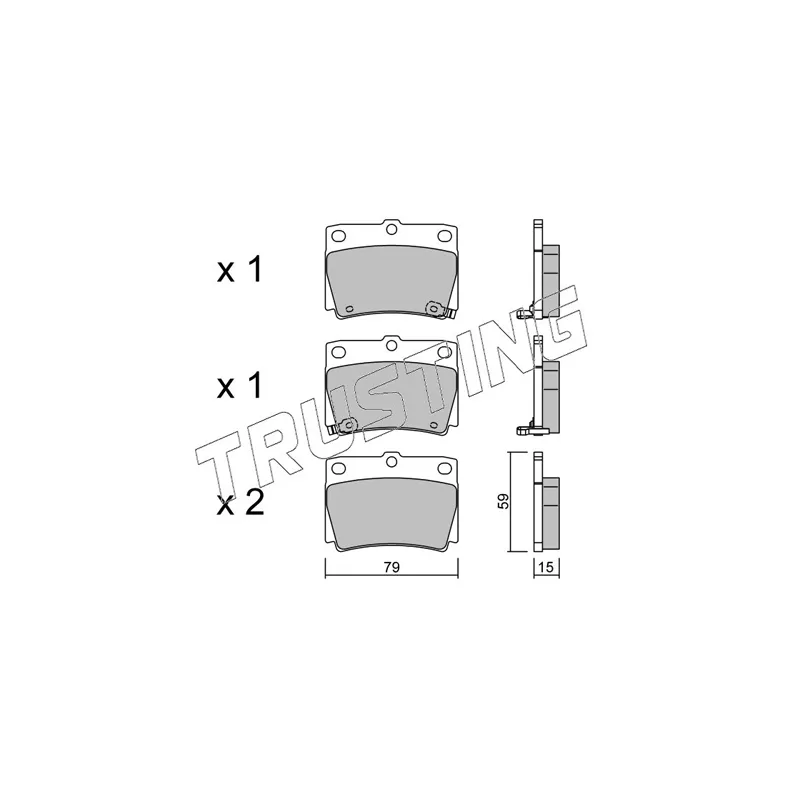 Jeu de 4 plaquettes de frein arrière TRUSTING 500.0 - Visuel 1