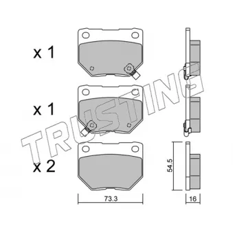 Jeu de 4 plaquettes de frein arrière TRUSTING OEM 26696FA020