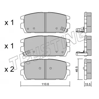 Jeu de 4 plaquettes de frein arrière TRUSTING OEM 58302H1A00