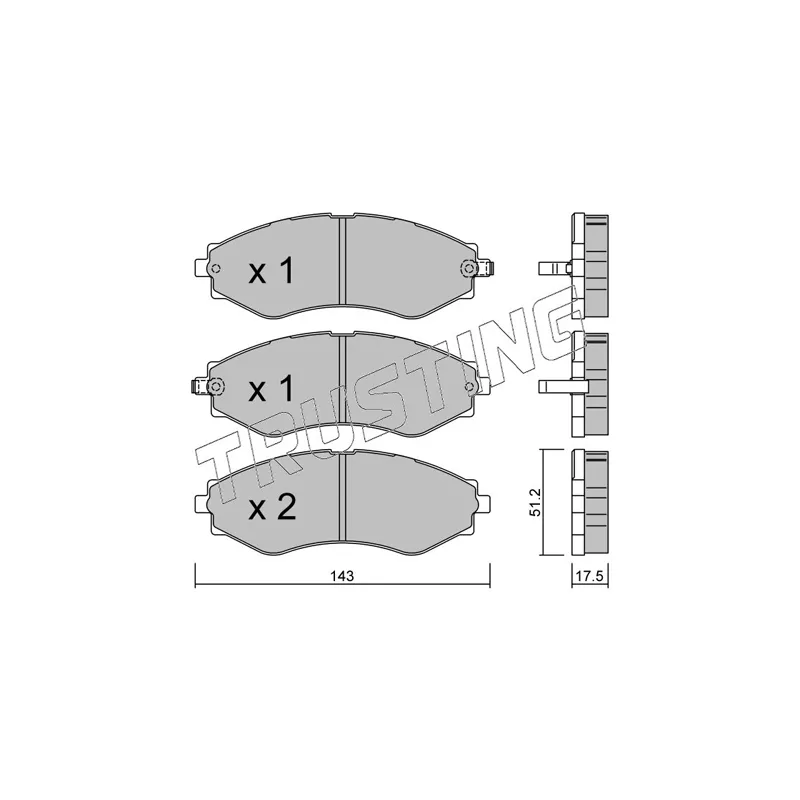 Jeu de 4 plaquettes de frein avant TRUSTING 525.0 - Visuel 1