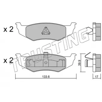 Jeu de 4 plaquettes de frein arrière TRUSTING OEM 05086567AA