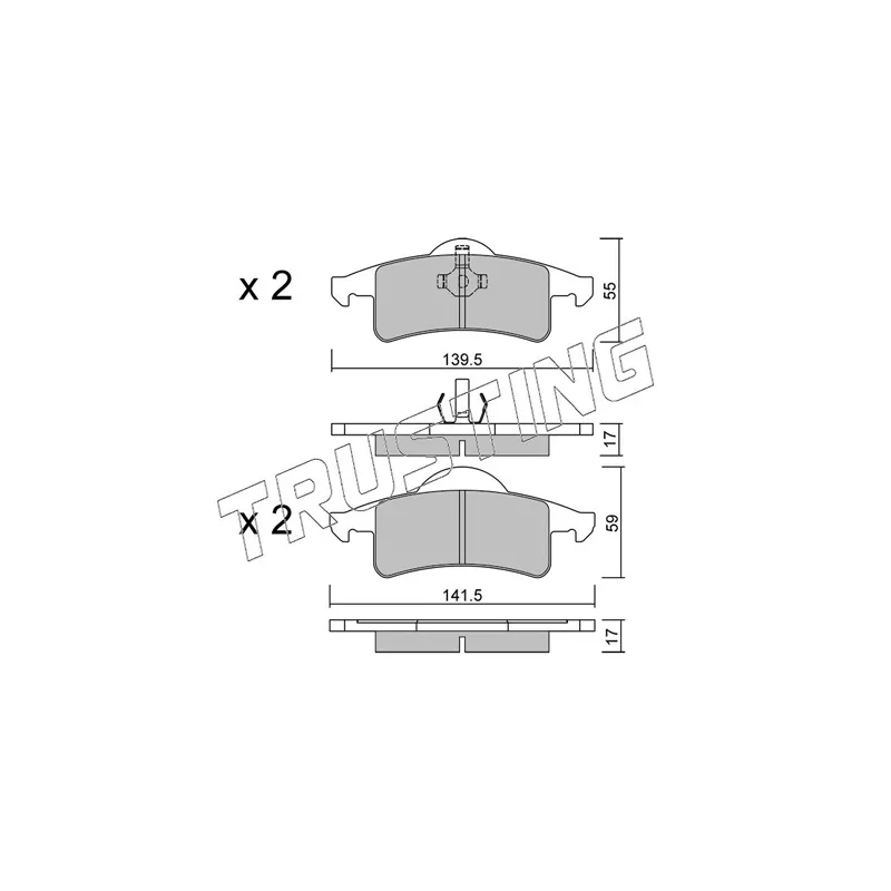 Jeu de 4 plaquettes de frein arrière TRUSTING 542.0 - Visuel 1
