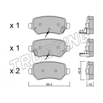Jeu de 4 plaquettes de frein arrière TRUSTING OEM 58302A2A30