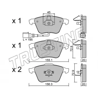 Jeu de 4 plaquettes de frein avant TRUSTING OEM 1K0698151B