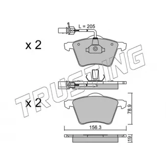 Jeu de 4 plaquettes de frein avant TRUSTING OEM 7D0698151A